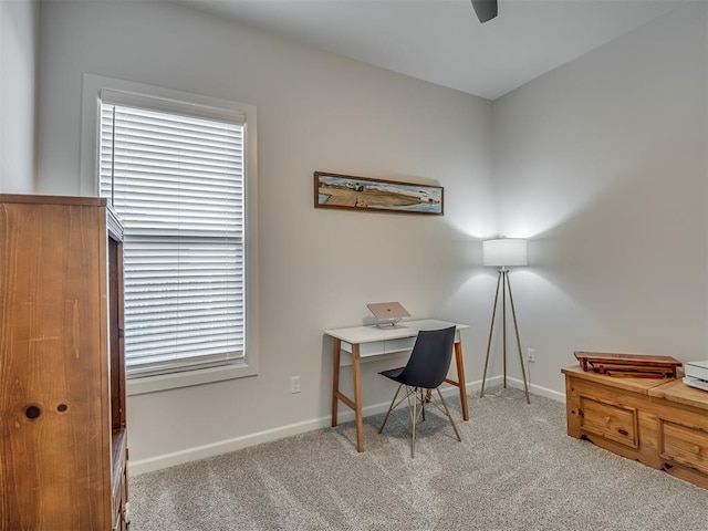 office space featuring light colored carpet