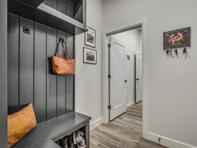 mudroom featuring light hardwood / wood-style flooring