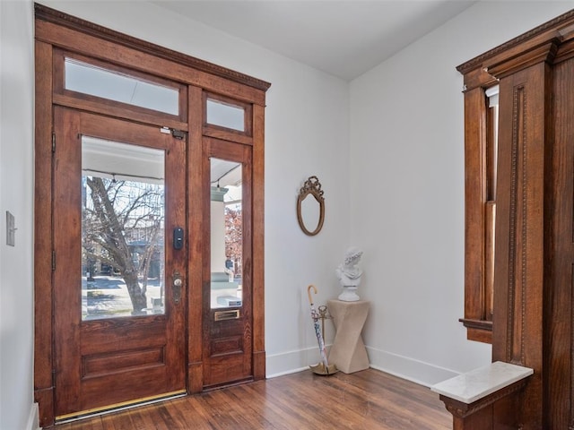 foyer featuring dark wood-type flooring