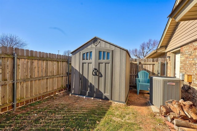 view of outbuilding featuring cooling unit