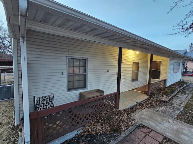 view of home's exterior with cooling unit