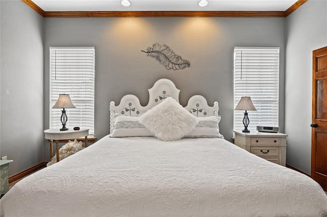 bedroom featuring ornamental molding