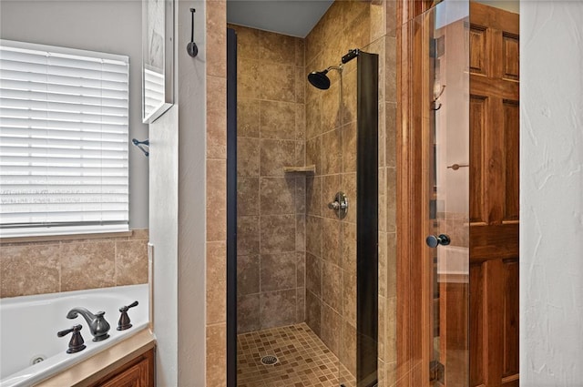 bathroom with plus walk in shower