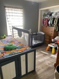 bedroom with wood-type flooring