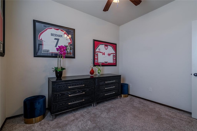 bedroom with carpet and ceiling fan