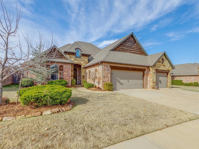 view of front of home with a garage and a front yard