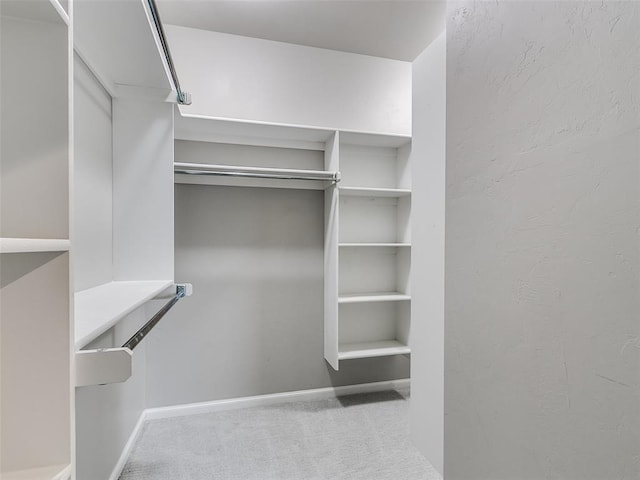 spacious closet with light colored carpet