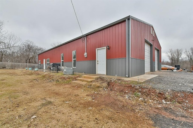 exterior space with a garage