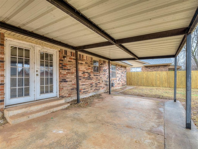 view of patio featuring french doors