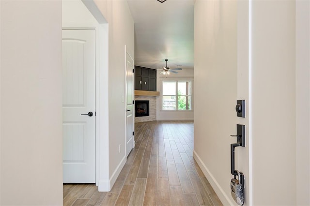 hall featuring light hardwood / wood-style flooring