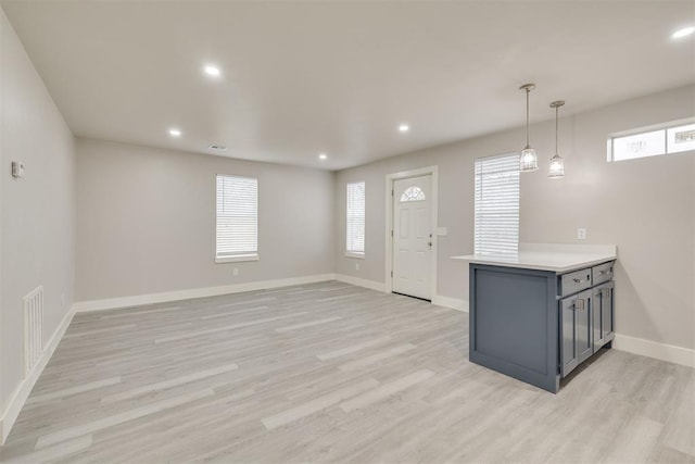 interior space with light hardwood / wood-style flooring