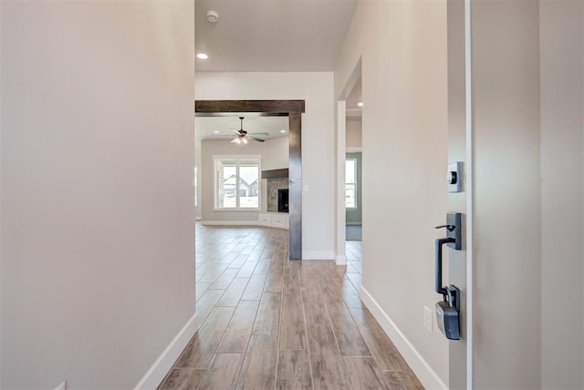 corridor featuring light hardwood / wood-style flooring