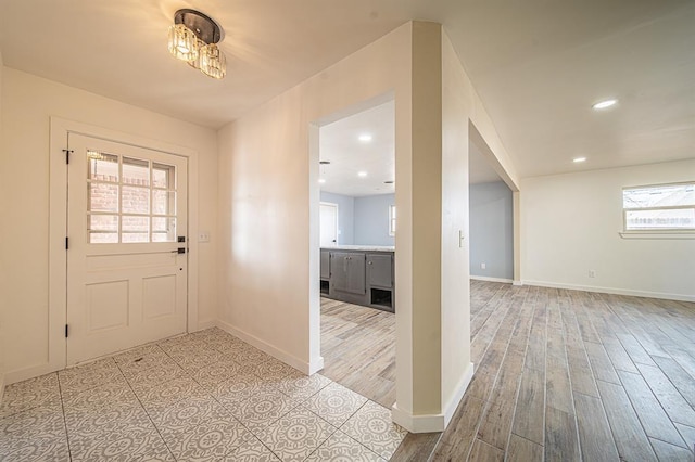 entrance foyer featuring light wood-type flooring