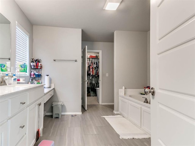 bathroom featuring vanity and a bathing tub