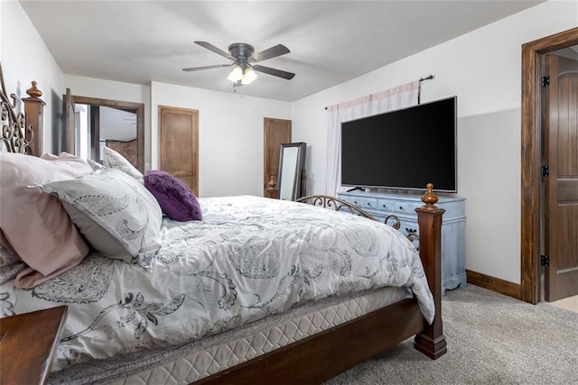 bedroom with carpet and ceiling fan