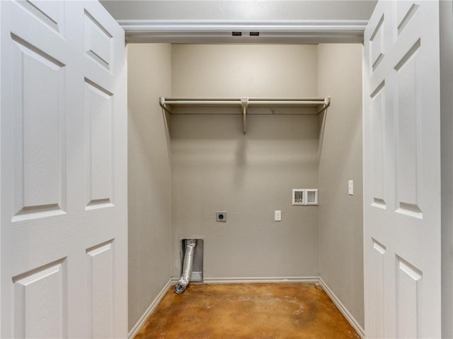 clothes washing area featuring hookup for a washing machine and electric dryer hookup