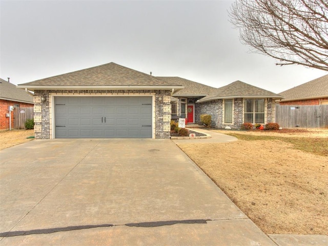 single story home with a garage