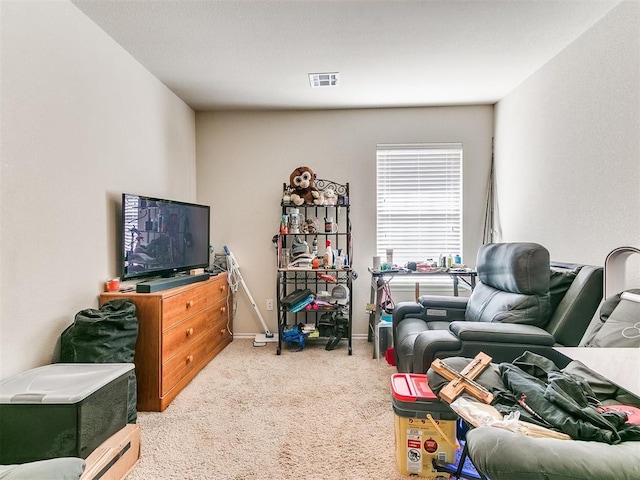 living room with carpet floors