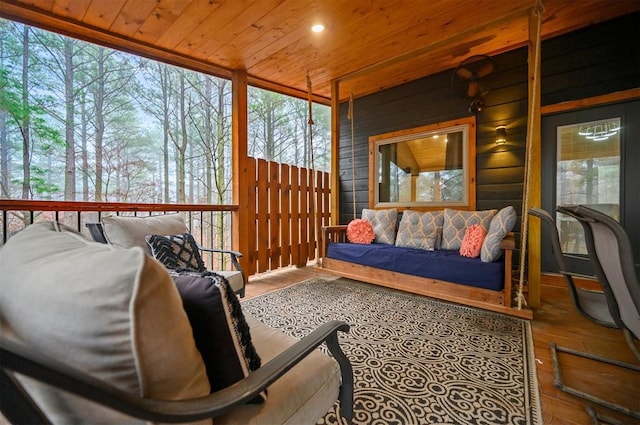 sunroom / solarium with wooden ceiling