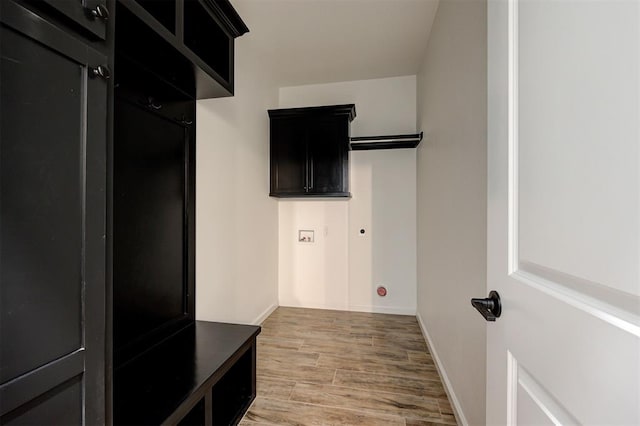 washroom with light hardwood / wood-style floors