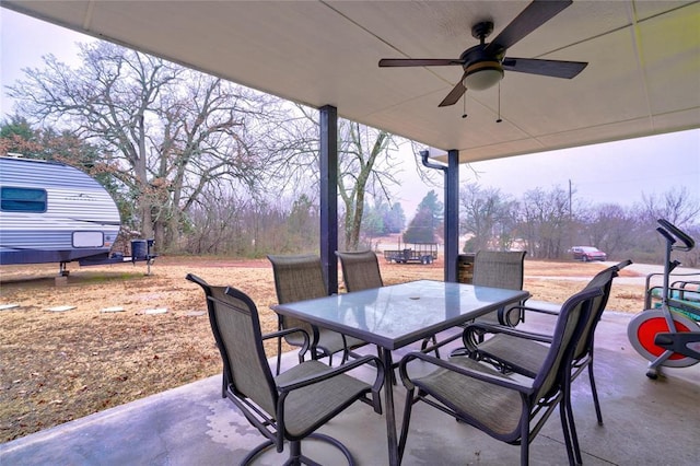 view of patio with ceiling fan