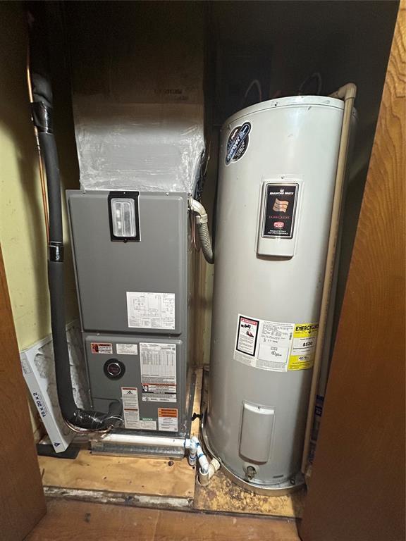 utilities featuring water heater and heating unit