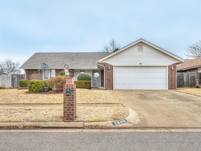 single story home with a garage