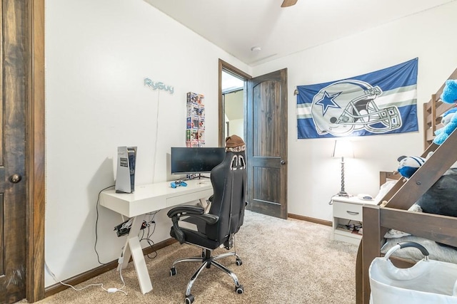 view of carpeted home office