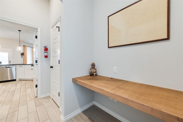 interior space featuring light wood-type flooring