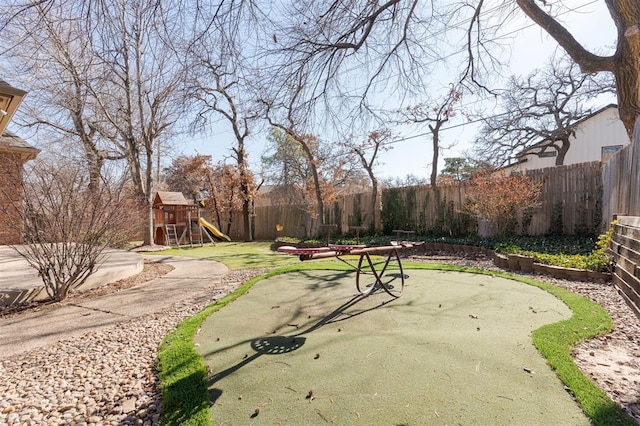 exterior space with a playground