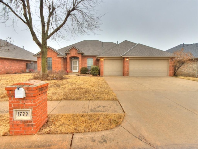 single story home with a garage