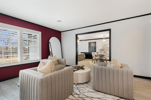 living room featuring light hardwood / wood-style flooring