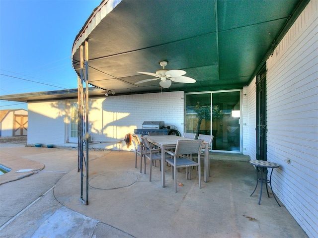 view of patio / terrace with ceiling fan