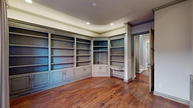 interior space with dark hardwood / wood-style floors