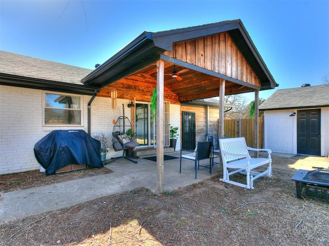 view of patio / terrace with a grill