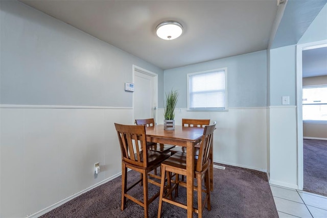 view of carpeted dining room