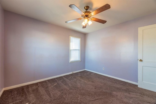 unfurnished room featuring carpet and ceiling fan