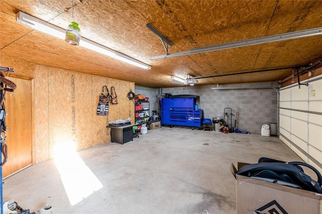 garage with a garage door opener