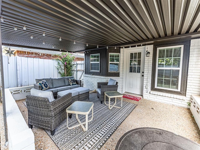 view of patio / terrace with an outdoor living space