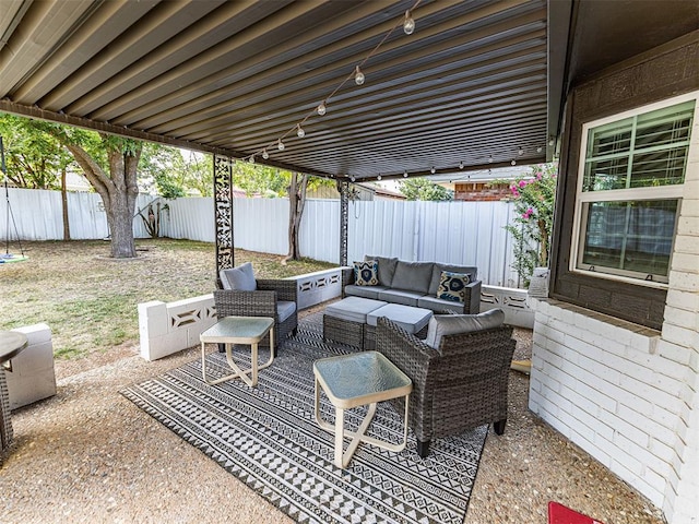 view of patio featuring an outdoor living space