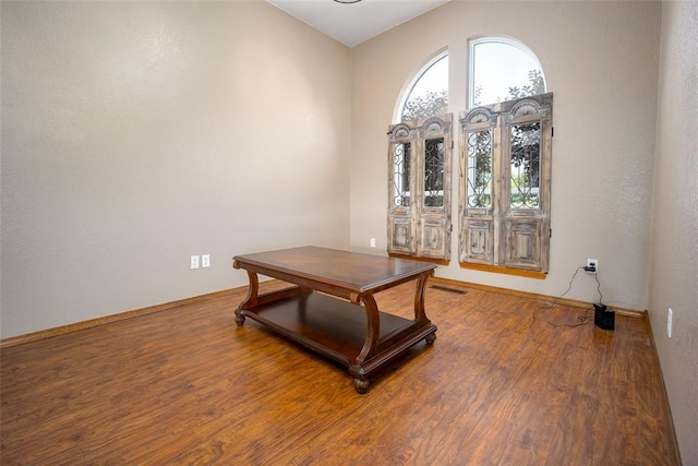 office area with hardwood / wood-style flooring