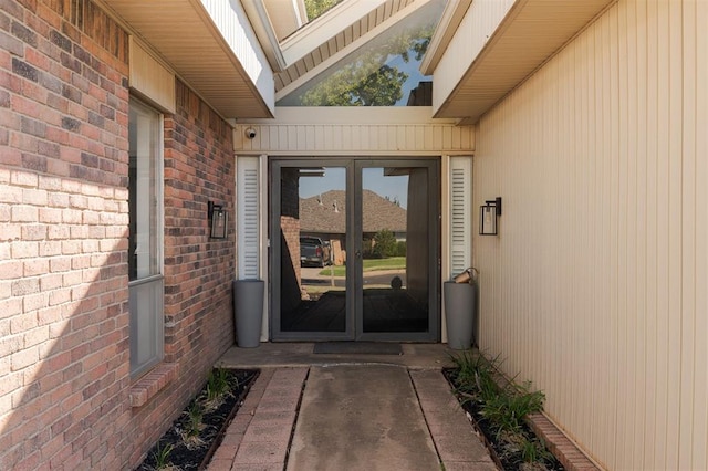 entrance to property featuring french doors