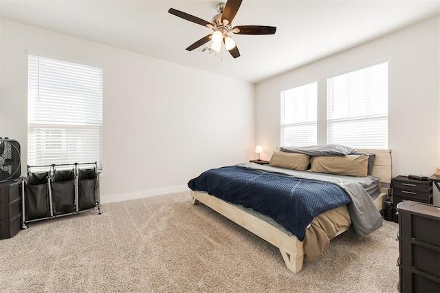 bedroom with carpet flooring and ceiling fan