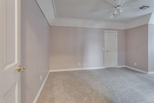 carpeted empty room with ceiling fan