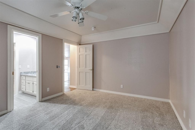 unfurnished room featuring light colored carpet and ceiling fan