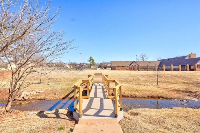 view of yard with a playground