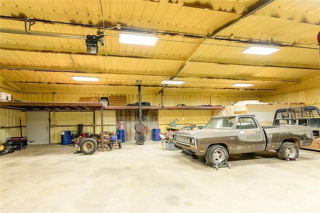 garage with a garage door opener