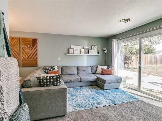 living room with carpet