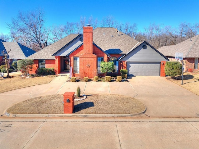 ranch-style house featuring a garage