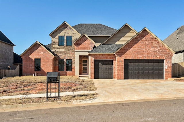 front of property with a garage